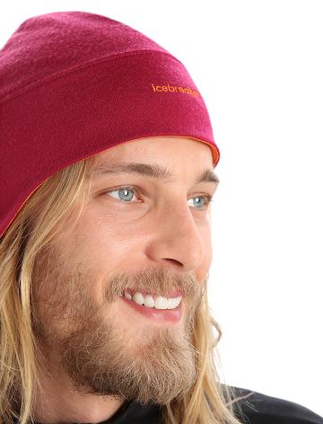 Men's Icebreaker Unisex Merino Quantum Beanie Hats Cherry / Flash | CA 1861SGLO